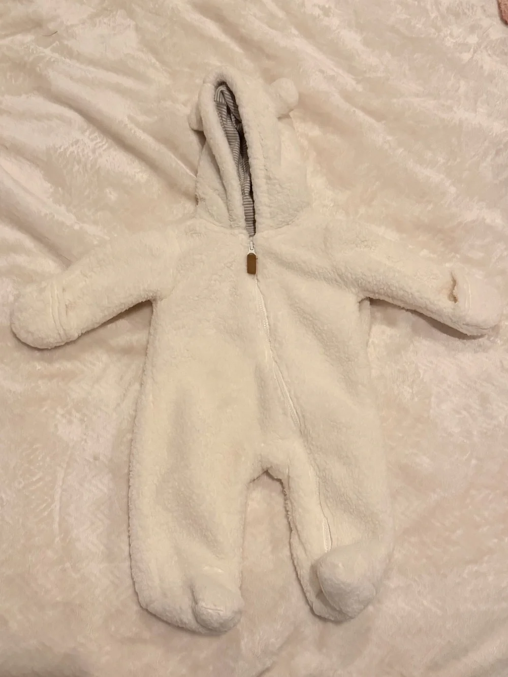 Carter's Cream Sherpa Hooded Baby Footed One-Piece